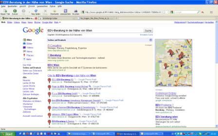 Google Suchergebnis "EDV-Beratung Wien"